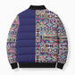 African Ndebele Art Patterns Bomber Puffer Jacket Navy Blue Half Style