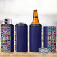 African Ndebele Art Patterns 4 in 1 Can Cooler Tumbler Navy Blue Half Style