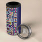 African Ndebele Art Patterns 4 in 1 Can Cooler Tumbler Navy Blue Half Style