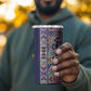 African Ndebele Art Patterns 4 in 1 Can Cooler Tumbler Navy Blue Half Style