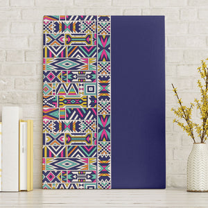 African Ndebele Art Patterns Canvas Wall Art Navy Blue Half Style