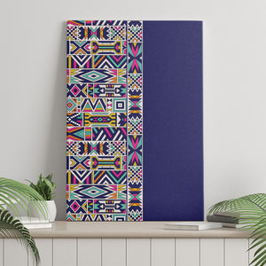 African Ndebele Art Patterns Canvas Wall Art Navy Blue Half Style