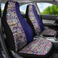 African Ndebele Art Patterns Car Seat Cover Navy Blue Half Style
