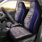 African Ndebele Art Patterns Car Seat Cover Navy Blue Half Style