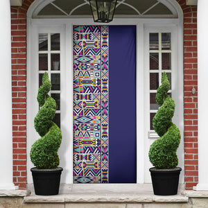 African Ndebele Art Patterns Door Cover Navy Blue Half Style