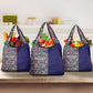 African Ndebele Art Patterns Grocery Bag Navy Blue Half Style