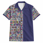 African Ndebele Art Patterns Hawaiian Shirt Navy Blue Half Style
