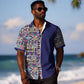 African Ndebele Art Patterns Hawaiian Shirt Navy Blue Half Style