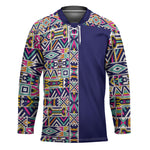 African Ndebele Art Patterns Hockey Jersey Navy Blue Half Style