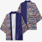African Ndebele Art Patterns Kimono Navy Blue Half Style