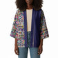 African Ndebele Art Patterns Kimono Navy Blue Half Style