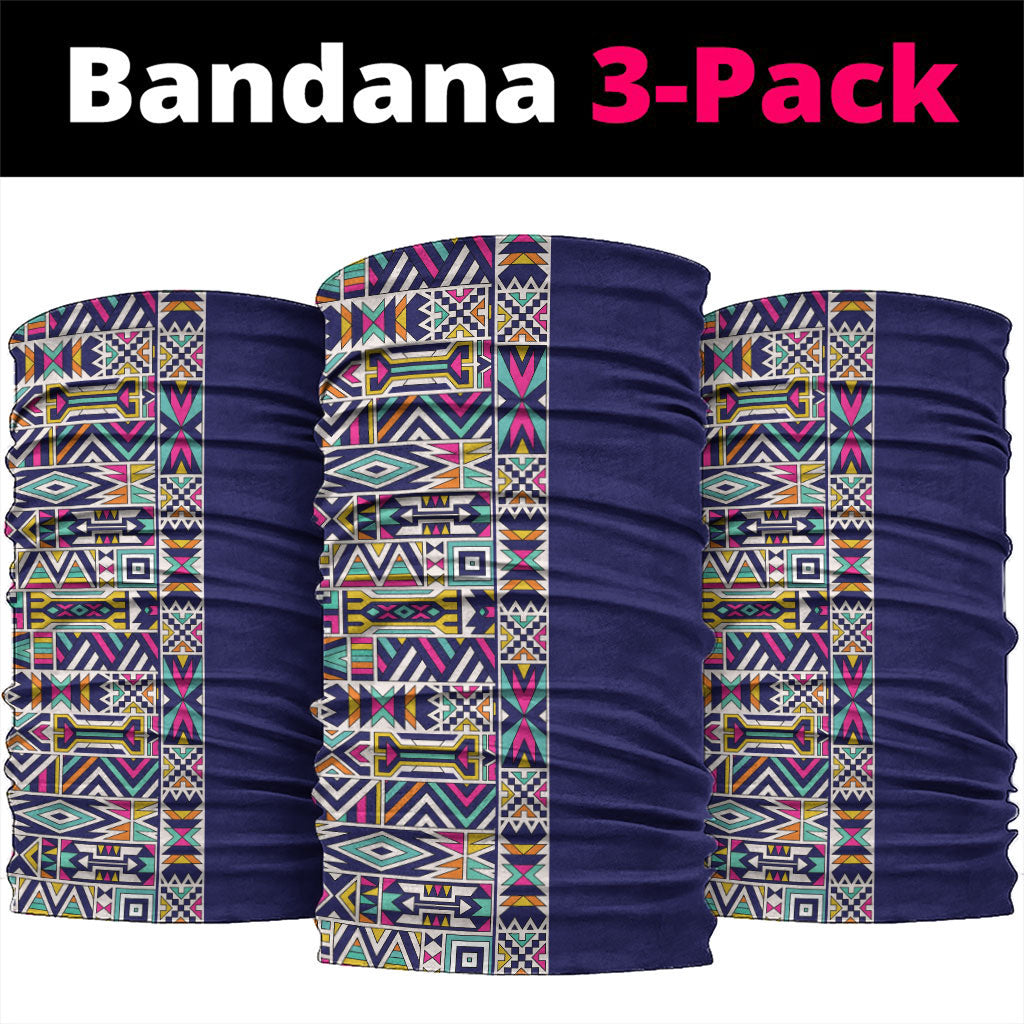 African Ndebele Art Patterns Neck Gaiter Navy Blue Half Style