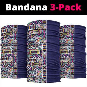 African Ndebele Art Patterns Neck Gaiter Navy Blue Half Style