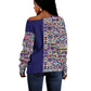 African Ndebele Art Patterns Off Shoulder Sweater Navy Blue Half Style
