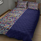 African Ndebele Art Patterns Quilt Bed Set Navy Blue Half Style