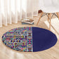 African Ndebele Art Patterns Round Carpet Navy Blue Half Style