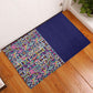 African Ndebele Art Patterns Rubber Doormat Navy Blue Half Style