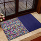 African Ndebele Art Patterns Rubber Doormat Navy Blue Half Style