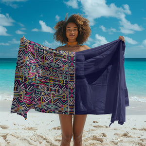 African Ndebele Art Patterns Sarong Navy Blue Half Style