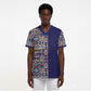 African Ndebele Art Patterns Scrub Top Navy Blue Half Style