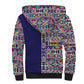 African Ndebele Art Patterns Sherpa Hoodie Navy Blue Half Style