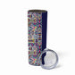African Ndebele Art Patterns Skinny Tumbler Navy Blue Half Style