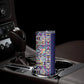 African Ndebele Art Patterns Skinny Tumbler Navy Blue Half Style