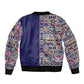 African Ndebele Art Patterns Sleeve Zip Bomber Jacket Navy Blue Half Style