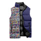African Ndebele Art Patterns Sleeveless Puffer Jacket Navy Blue Half Style