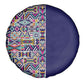 African Ndebele Art Patterns Spare Tire Cover Navy Blue Half Style