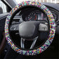 African Ndebele Art Patterns Steering Wheel Cover Navy Blue Half Style