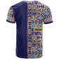 African Ndebele Art Patterns T shirt Navy Blue Half Style
