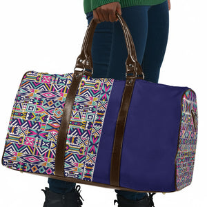 African Ndebele Art Patterns Travel Bag Navy Blue Half Style