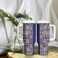 African Ndebele Art Patterns Tumbler With Handle Navy Blue Half Style