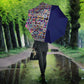 African Ndebele Art Patterns Umbrella Navy Blue Half Style