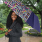African Ndebele Art Patterns Umbrella Navy Blue Half Style