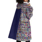 African Ndebele Art Patterns Wearable Blanket Hoodie Navy Blue Half Style