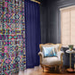 African Ndebele Art Patterns Window Curtain Navy Blue Half Style