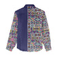 African Ndebele Art Patterns Women Casual Shirt Navy Blue Half Style