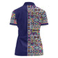 African Ndebele Art Patterns Women Polo Shirt Navy Blue Half Style