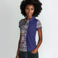 African Ndebele Art Patterns Women Polo Shirt Navy Blue Half Style