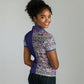 African Ndebele Art Patterns Women Polo Shirt Navy Blue Half Style