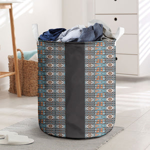 African Ndebele Traditional Attire Laundry Basket Black Ndebele Stripe