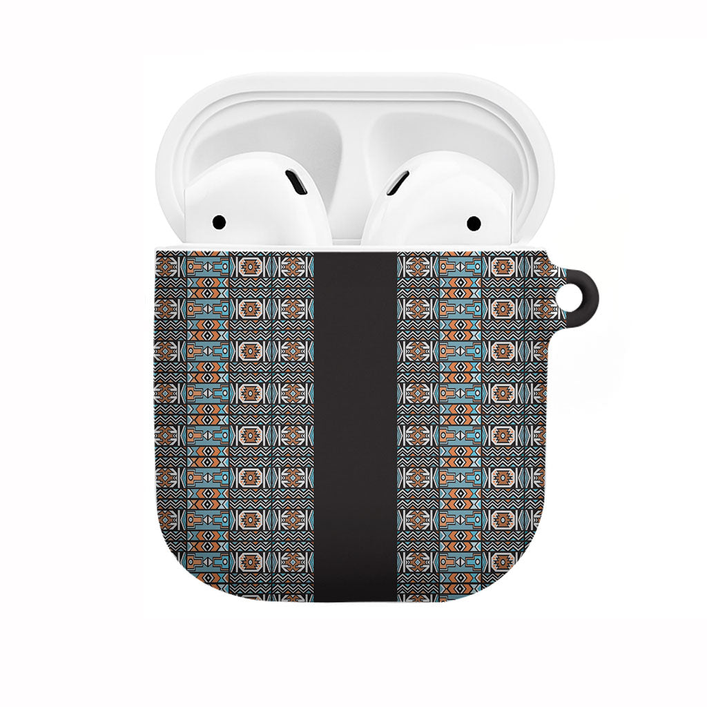 African Ndebele Traditional Attire AirPods Case Black Ndebele Stripe