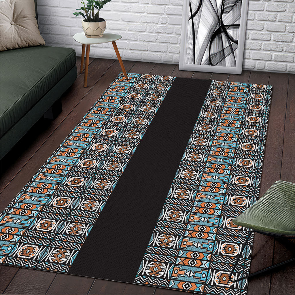African Ndebele Traditional Attire Area Rug Black Ndebele Stripe
