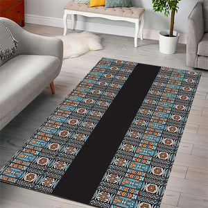 African Ndebele Traditional Attire Area Rug Black Ndebele Stripe