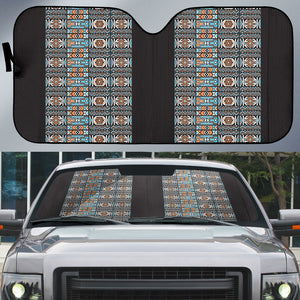 African Ndebele Traditional Attire Auto Sun Shade Black Ndebele Stripe