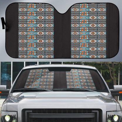 African Ndebele Traditional Attire Auto Sun Shade Black Ndebele Stripe