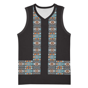 African Ndebele Traditional Attire Basketball Jersey Black Ndebele Stripe