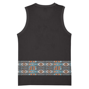 African Ndebele Traditional Attire Basketball Jersey Black Ndebele Stripe